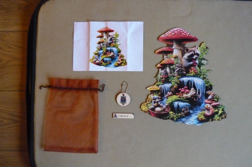 Houten puzzel (A3) '' PADDENSTOELEN '' + Poster 145 st., Ophalen, Minder dan 500 stukjes, Zo goed als nieuw, Legpuzzel
