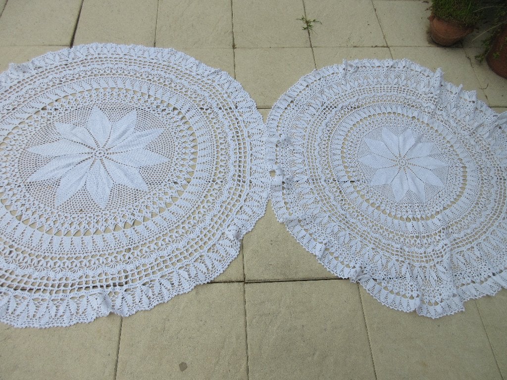 Ronde gehaakte kleedjes tafelkleed, Ophalen of Verzenden, Gebruikt, Handgemaakt, Rond