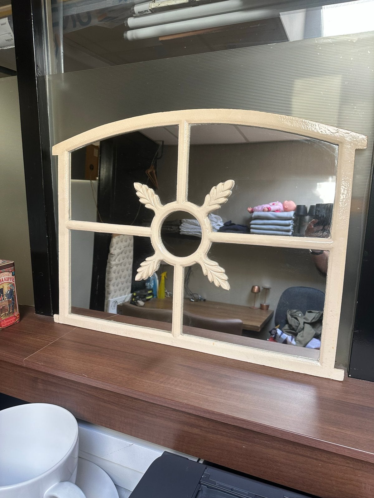 Decoratieve stalraam spiegel, Gebruikt, Ophalen of Verzenden, Minder dan 100 cm, Overige vormen
