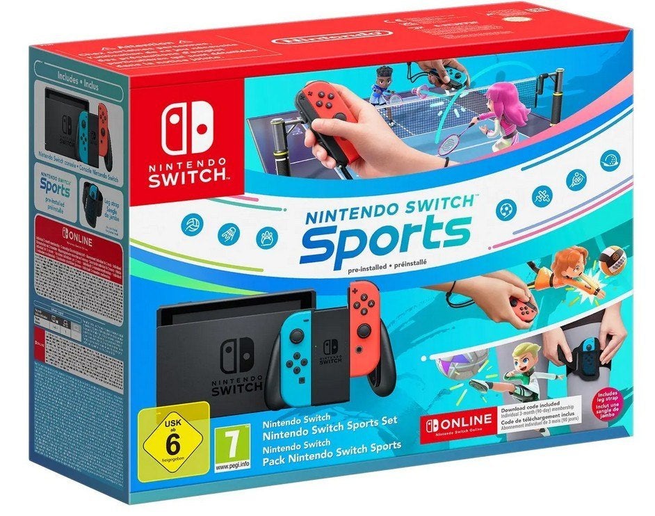 Nintendo Switch Console + Switch Sports + 12 maanden online, Spelcomputers en Games, N, N, Met 2 controllers, Nieuw