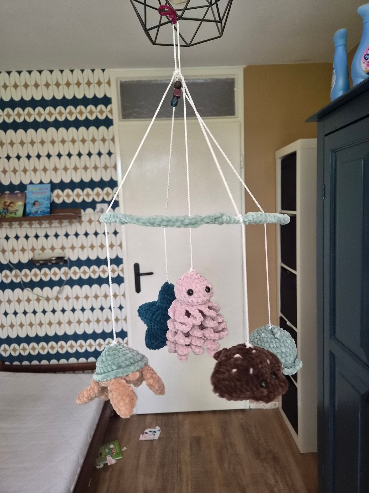 Gehaakte baby mobiel met zeedieren, Ophalen of Verzenden, Nieuw, Mobiel