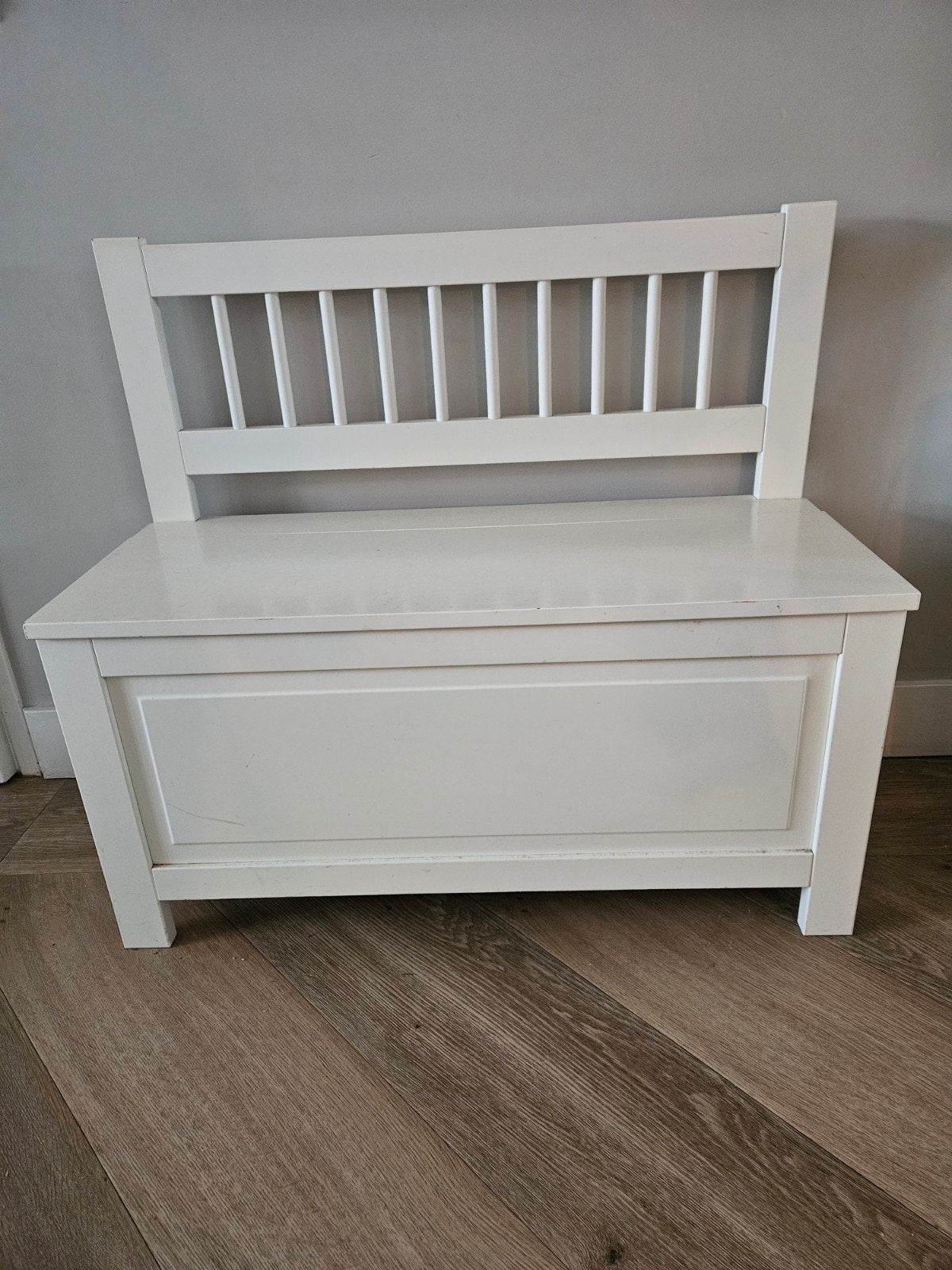 Witte houten kinderbank met opbergruimte, Ophalen, Gebruikt, Wit, Hout