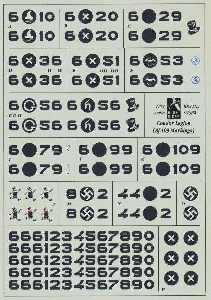Blue Rider Condor Legion Bf.109 2 sets decals 1/72, Overige merken, 1:72 tot 1:144, Verzenden, Nieuw
