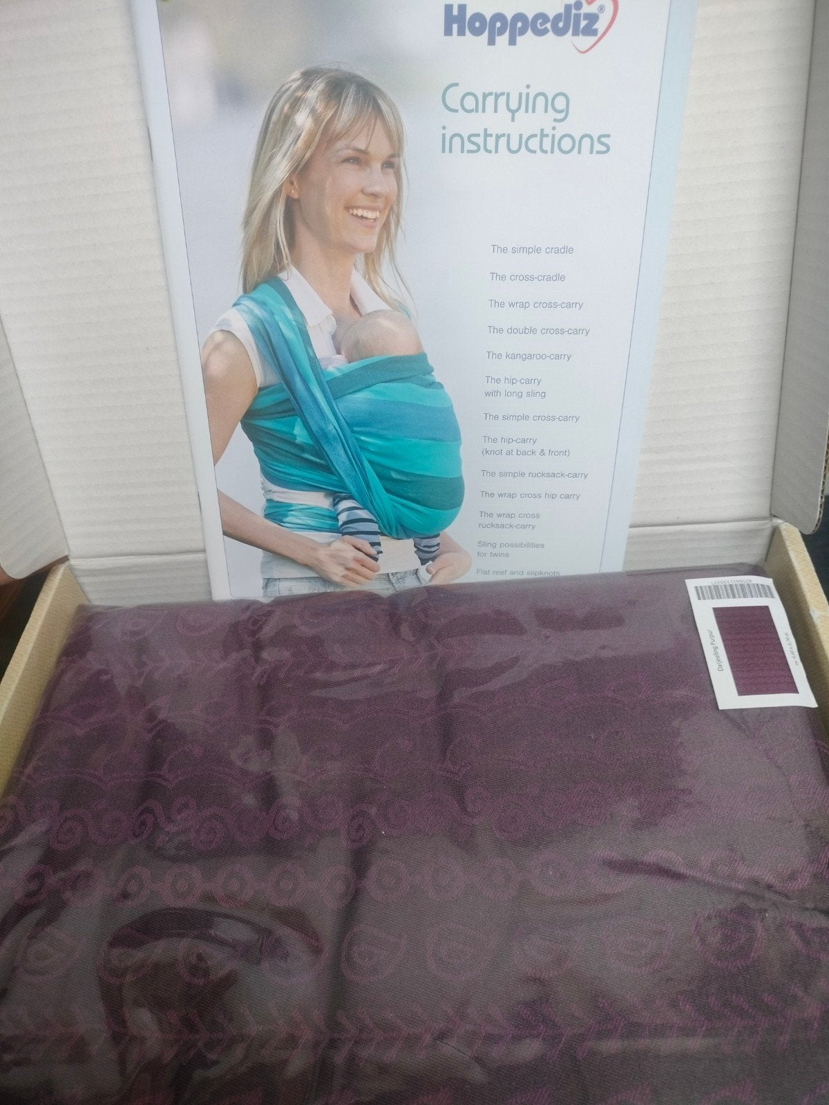 Nieuwe Hoppediz geweven draagdoek. Paars, Kinderen en Baby's, Babydragers en Draagdoeken, Draagdoek, Nieuw, Buik, Rug of Zij, Ophalen