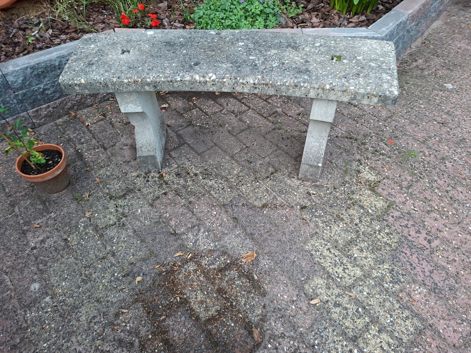 beton tuinbankje, Tuin en Terras, Ophalen, Gebruikt, Overige materialen