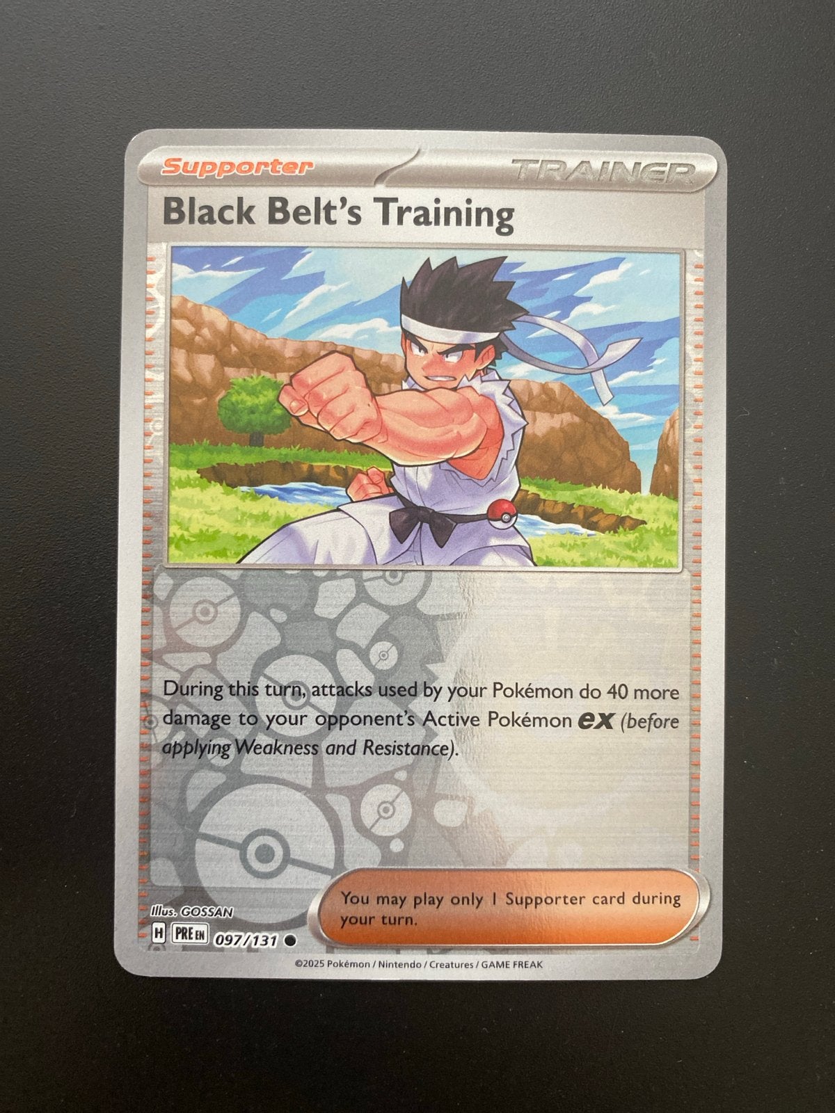 Black Belt's Training 097/131 Rev. Holo Prismatic Evolutions, Ophalen of Verzenden, Zo goed als nieuw, Losse kaart, Foil