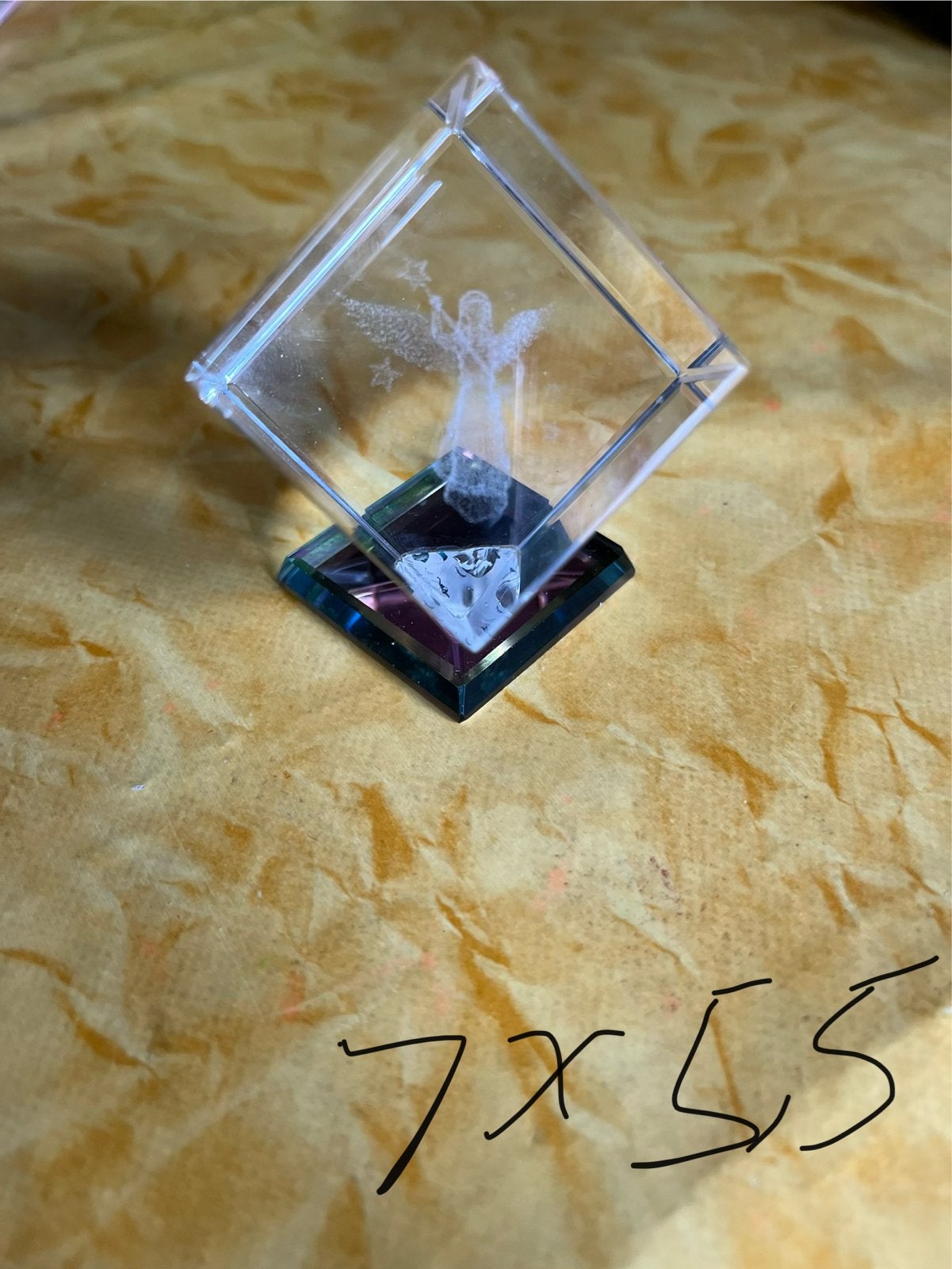 Hologram Engel Kristal Decoratie 7x5,5 cm, Gebruikt, Meerkleurig, Ophalen of Verzenden, Klassiek