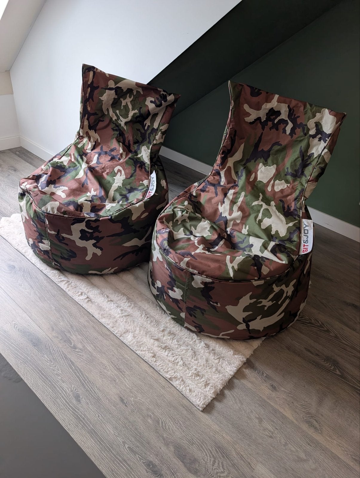 2x Zitzakstoel Camouflage - Zo goed als nieuw, Ophalen, Zo goed als nieuw, Meerkleurig, Zitzakstoel