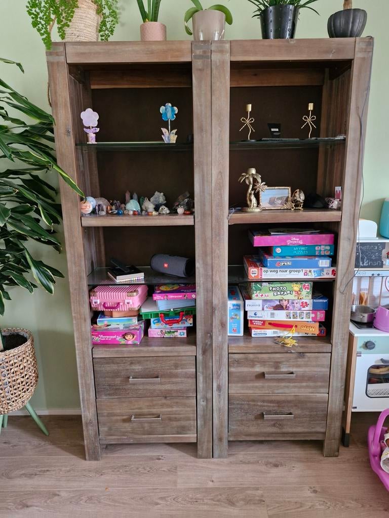 Twee houten kasten, Ophalen, 25 tot 50 cm, 50 tot 100 cm, Minder dan 100 cm