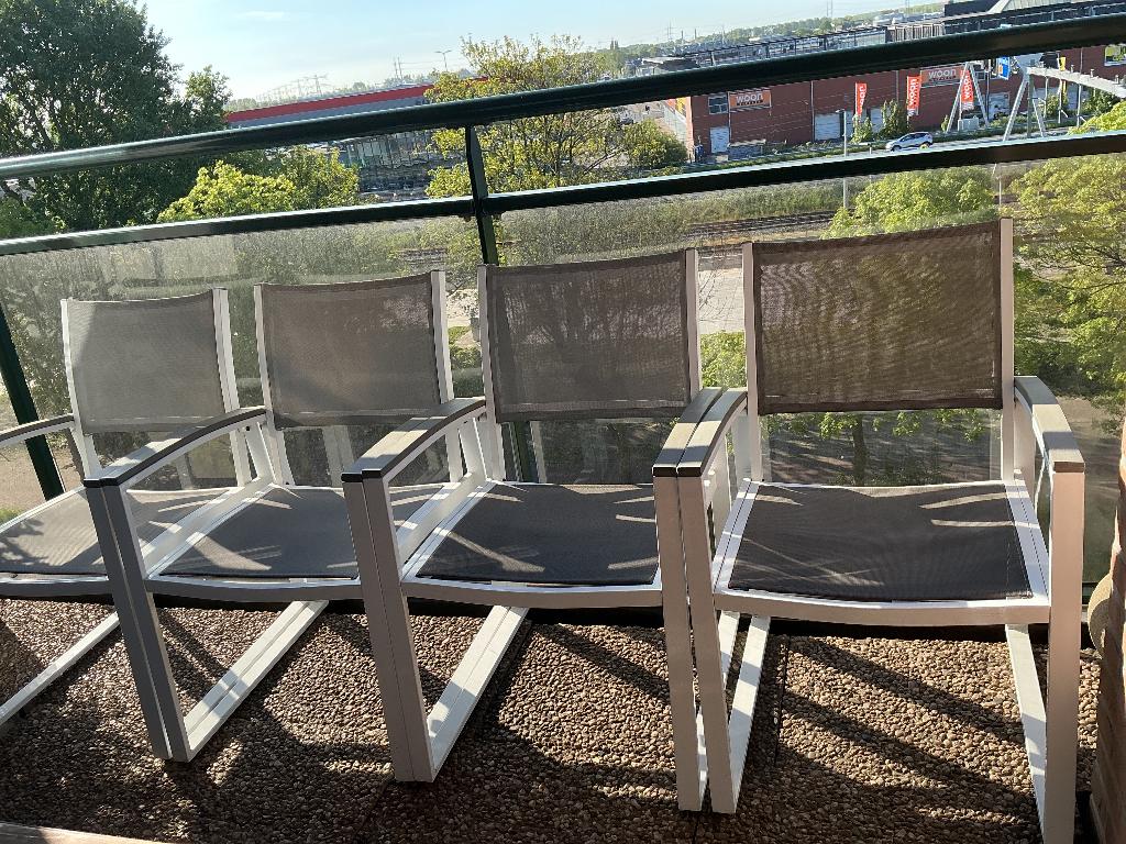 4 Tuinstoelen, Ophalen, Gebruikt, Aluminium