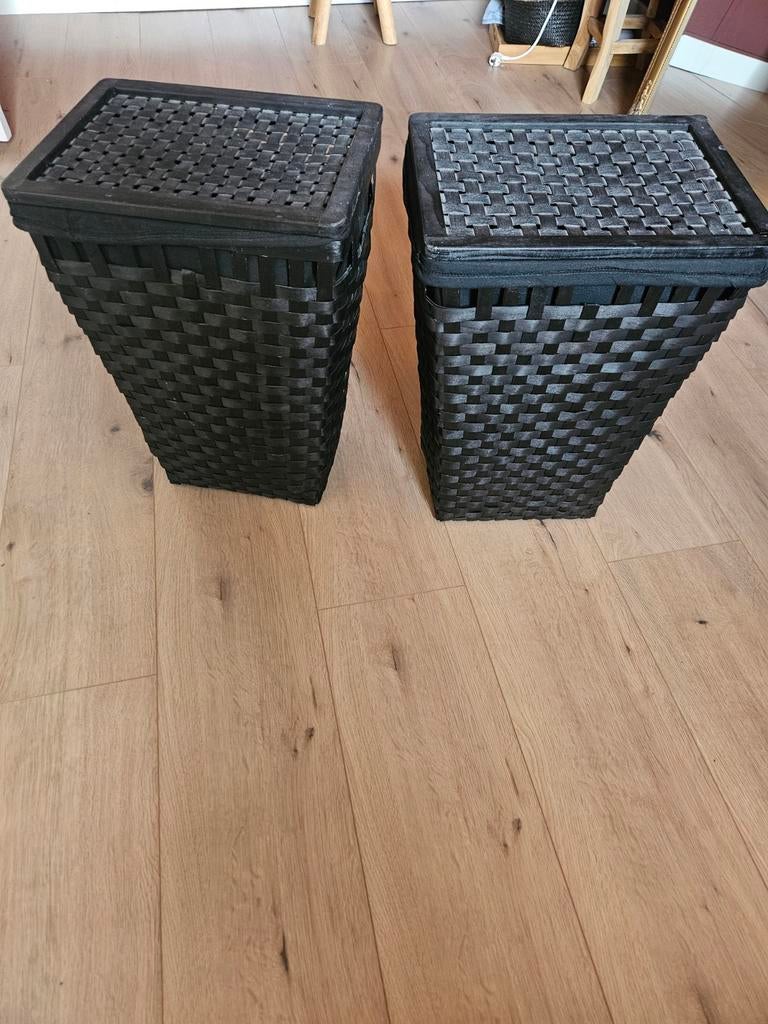 2x Zwarte Wasmanden - Stijlvol en Praktisch, Ophalen, Overige materialen, Gebruikt, Mand
