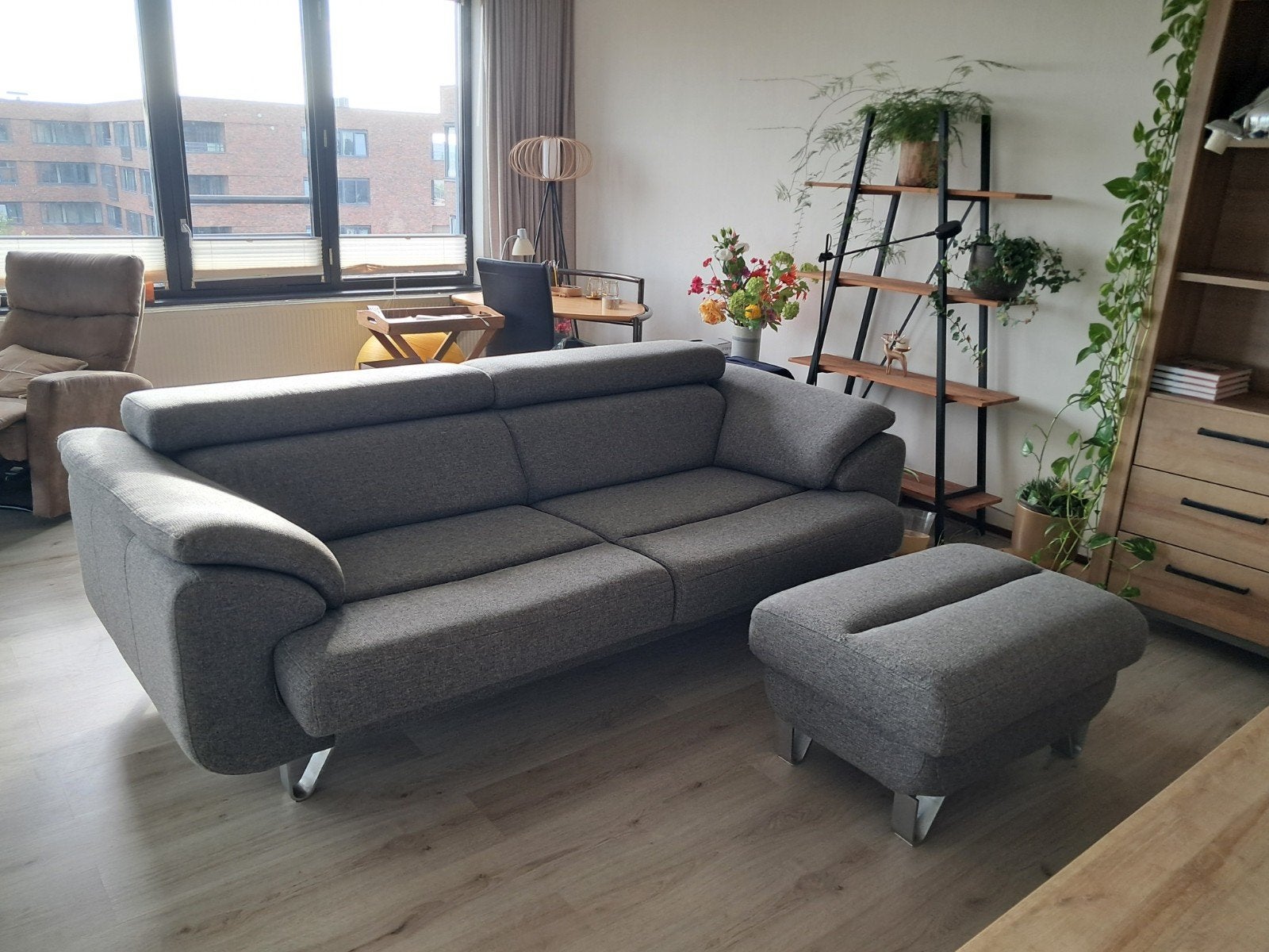Henders & Hazel bank met voetenbank, Ophalen, Gebruikt, Driepersoons, 75 tot 100 cm