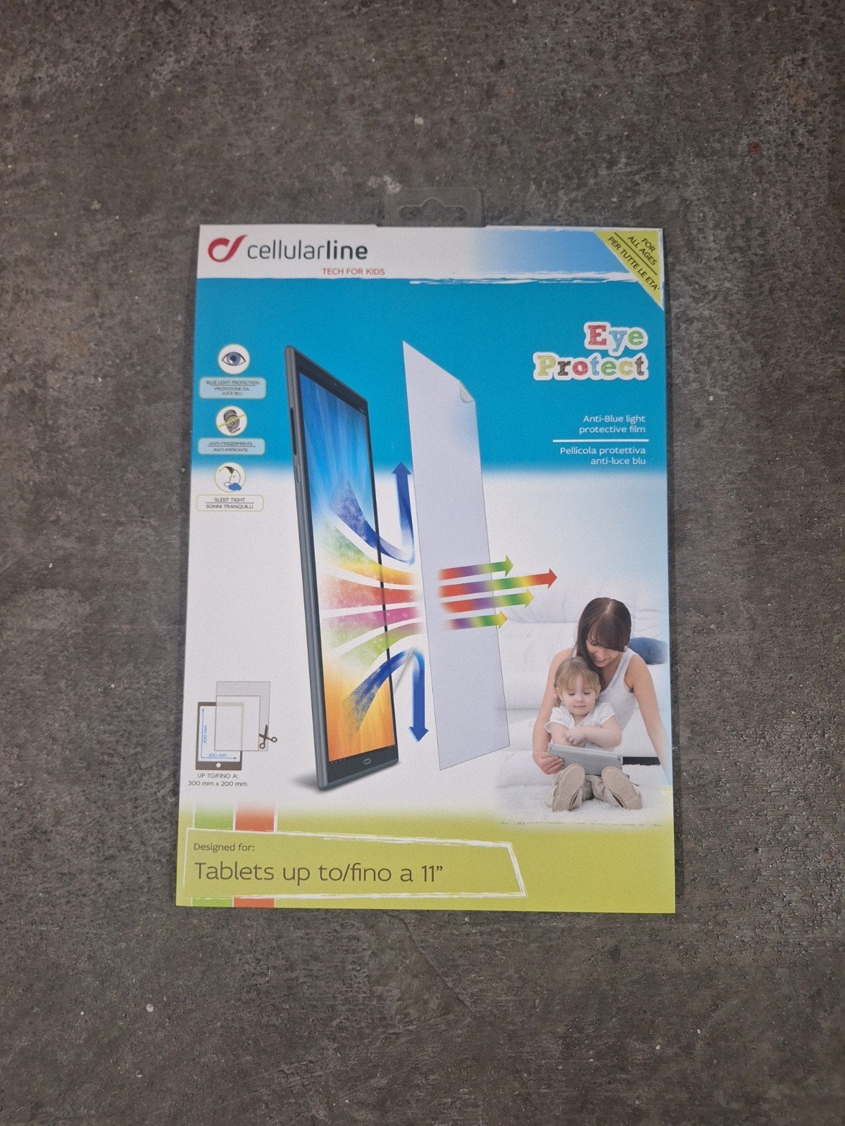 Cellularline Eye Protect Anti-Blue Light Folie voor Tablets, Computers en Software, Windows Tablets, Ophalen, Cellularline, 11 inch