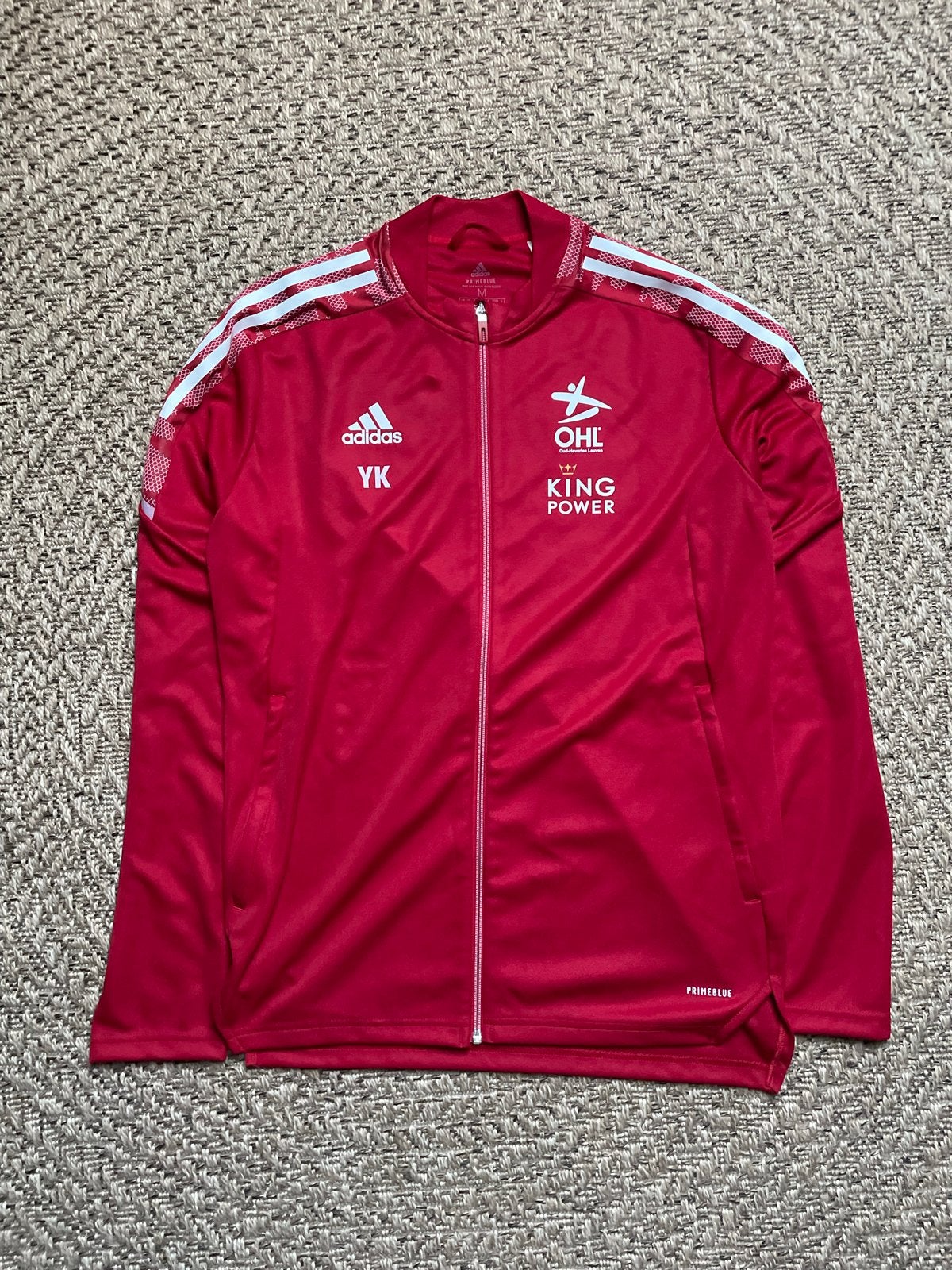 Adidas OHL Voetbal Presentatie Jasje Maat M, Zo goed als nieuw, Voetbal, Rood, Verzenden