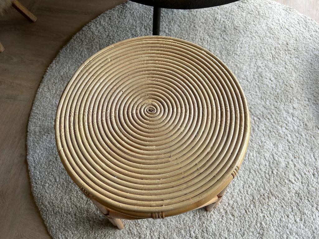 Rotan Rieten Bijzettafel, Huis en Inrichting, Tafels | Bijzettafels, 45 tot 60 cm, Minder dan 55 cm, Rond, Ophalen of Verzenden