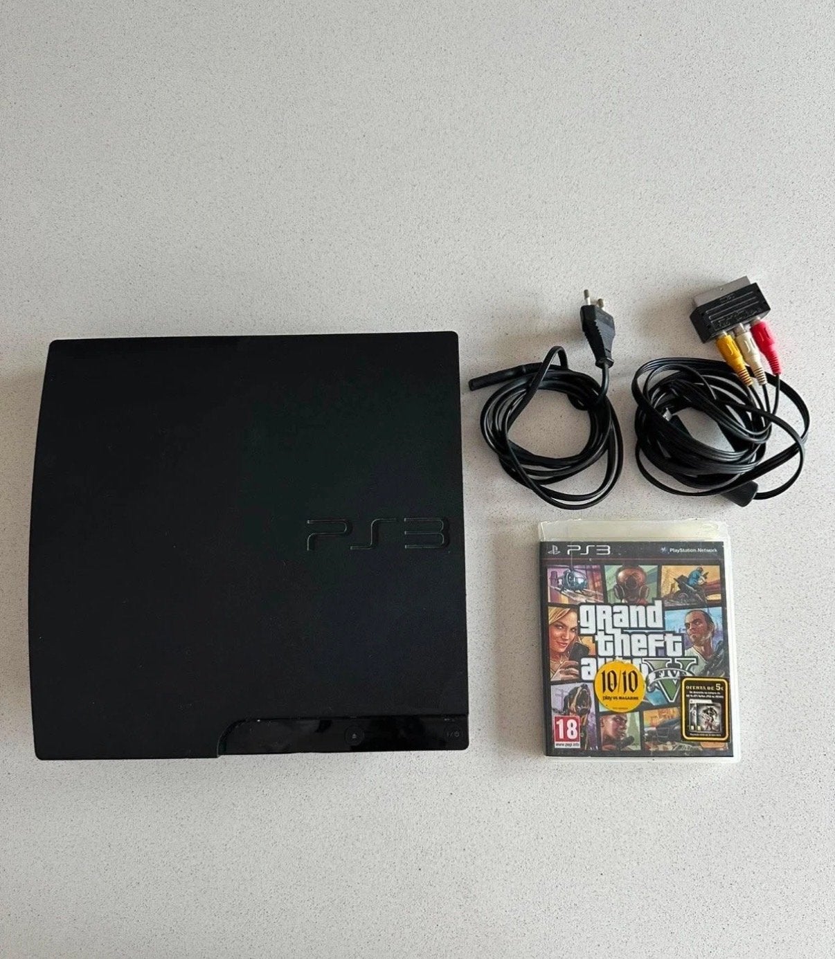 Sony PlayStation 3 Slim (CECH-3004B) met Grand Theft Auto V, Spelcomputers en Games, Zonder controller, Slim, Gebruikt, Met games