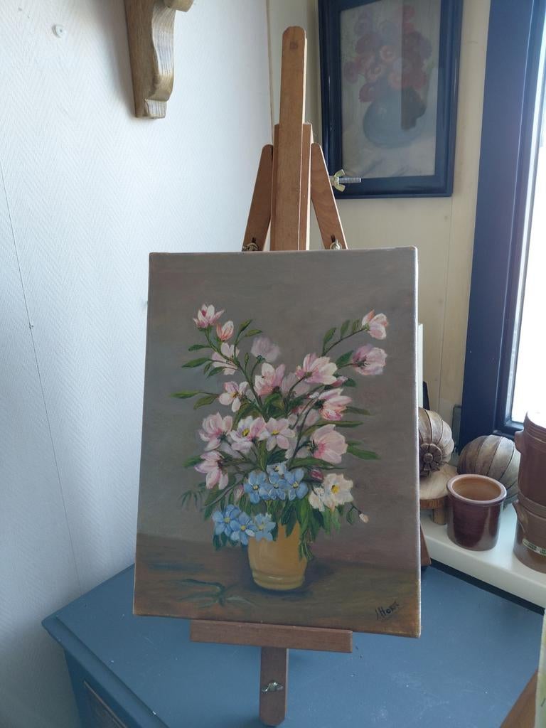 Vintage schilderij bloemen, Antiek en Kunst, Curiosa en Brocante, Ophalen