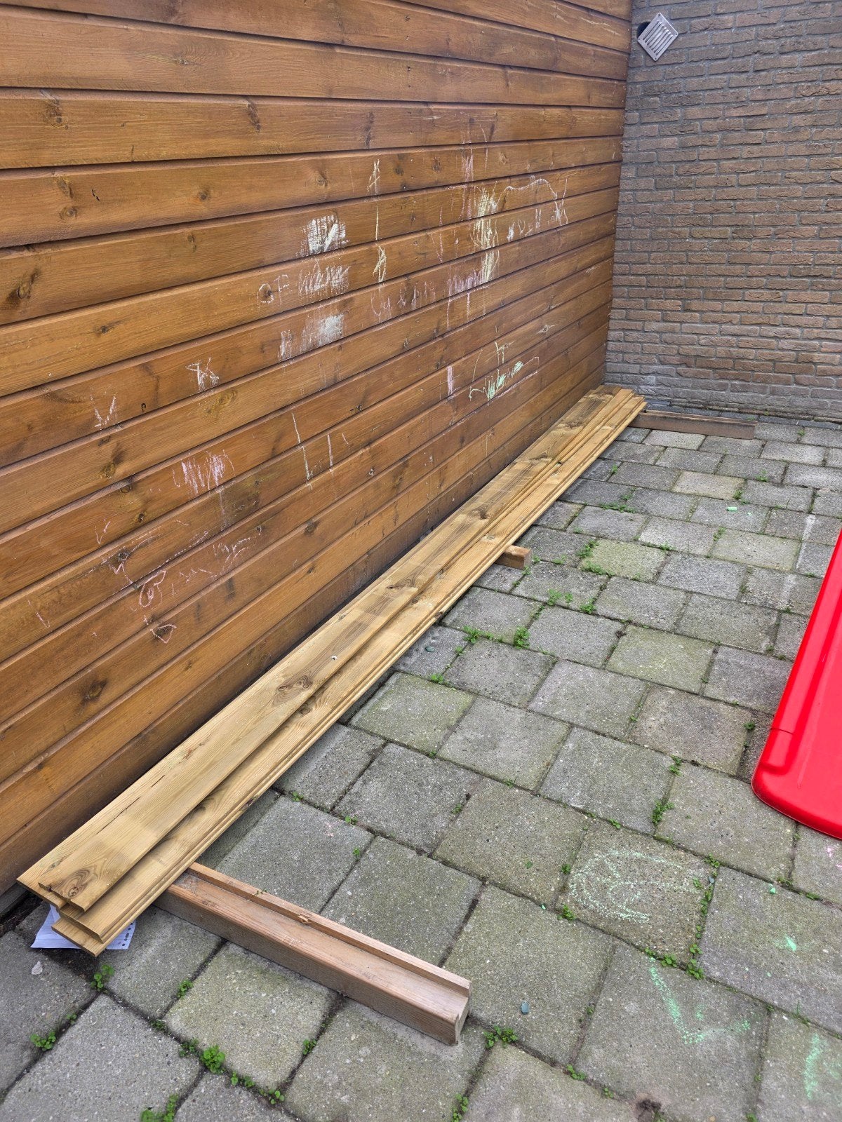 9 Houten planken schuttinghout. 4 meter, Doe-het-zelf en Verbouw, Ophalen, Minder dan 25 mm, Grenen, Zo goed als nieuw