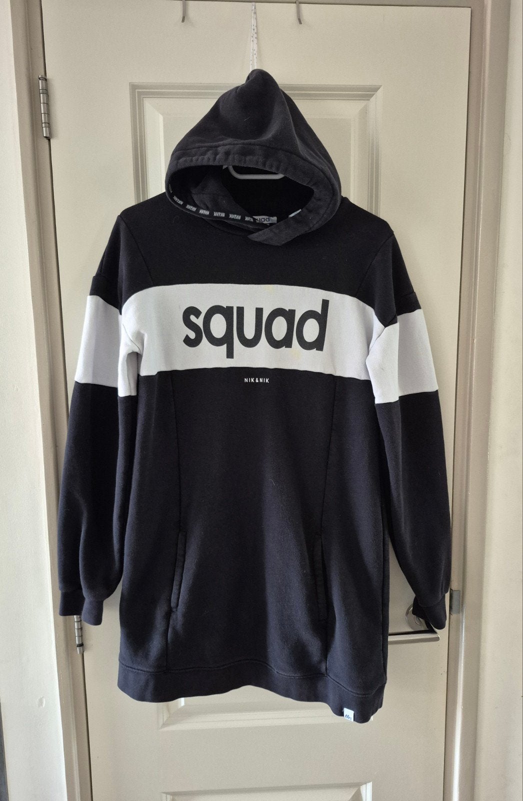 Nik&Nik sweaterjurk jurk trui zwart wit Squad 164 hoodie cap, Ophalen of Verzenden, Meisje