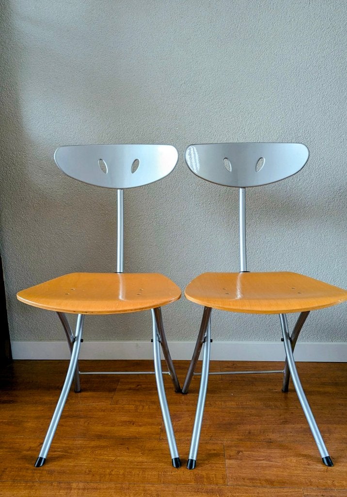 Bonaldo PIU folding chairs.., Ophalen, Gebruikt, Twee, Bruin