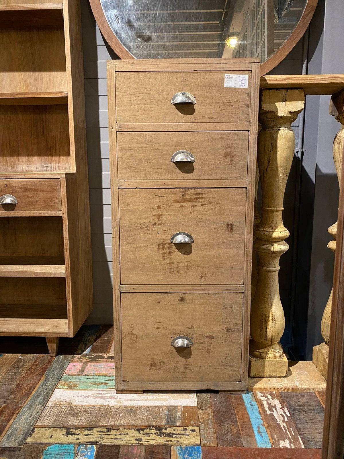 Vintage teakhouten ladekast/archiefkast, Huis en Inrichting, Minder dan 50 cm, 100 tot 150 cm, Teakhout, Ophalen of Verzenden