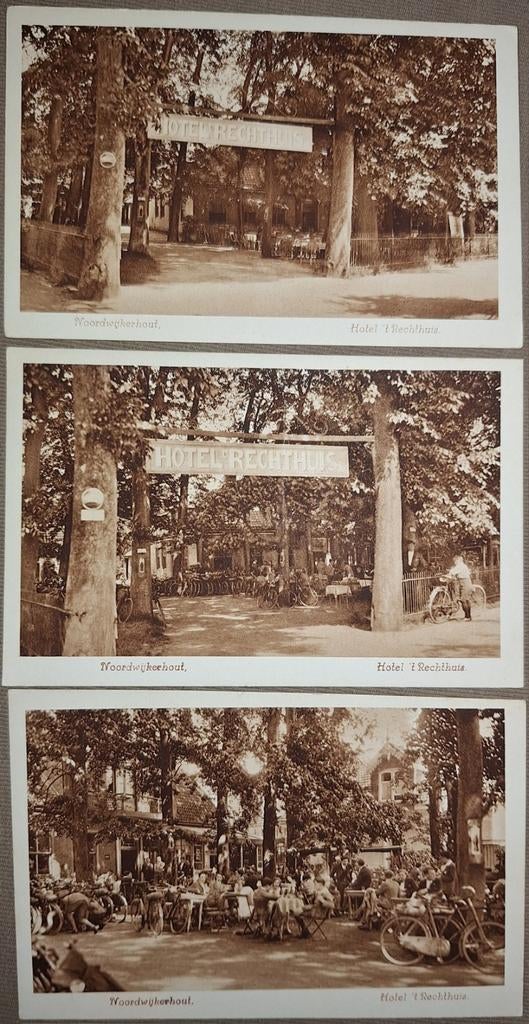 3x Hotel 't Rechthuis Noordwijkerhout • Jaren '20-'30, Verzenden, 1920 tot 1940, Zuid-Holland