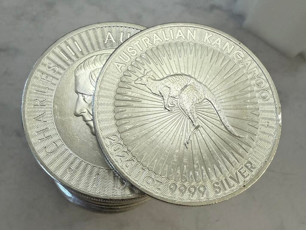 20x 1oz zilver Mixed Years Australian Kangaroo 999 zilver, Ophalen of Verzenden, Zilver