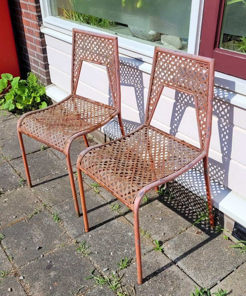 Vintage tuinstoelen, Ophalen, Gebruikt, Metaal