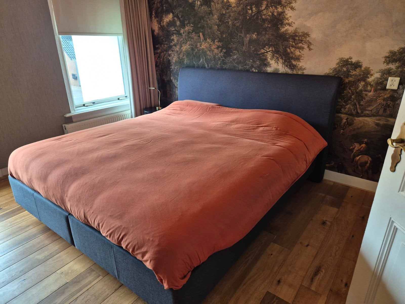 Ledikant tempur te koop 180 x 210, Ophalen, Blauw, 210 cm, Tweepersoons