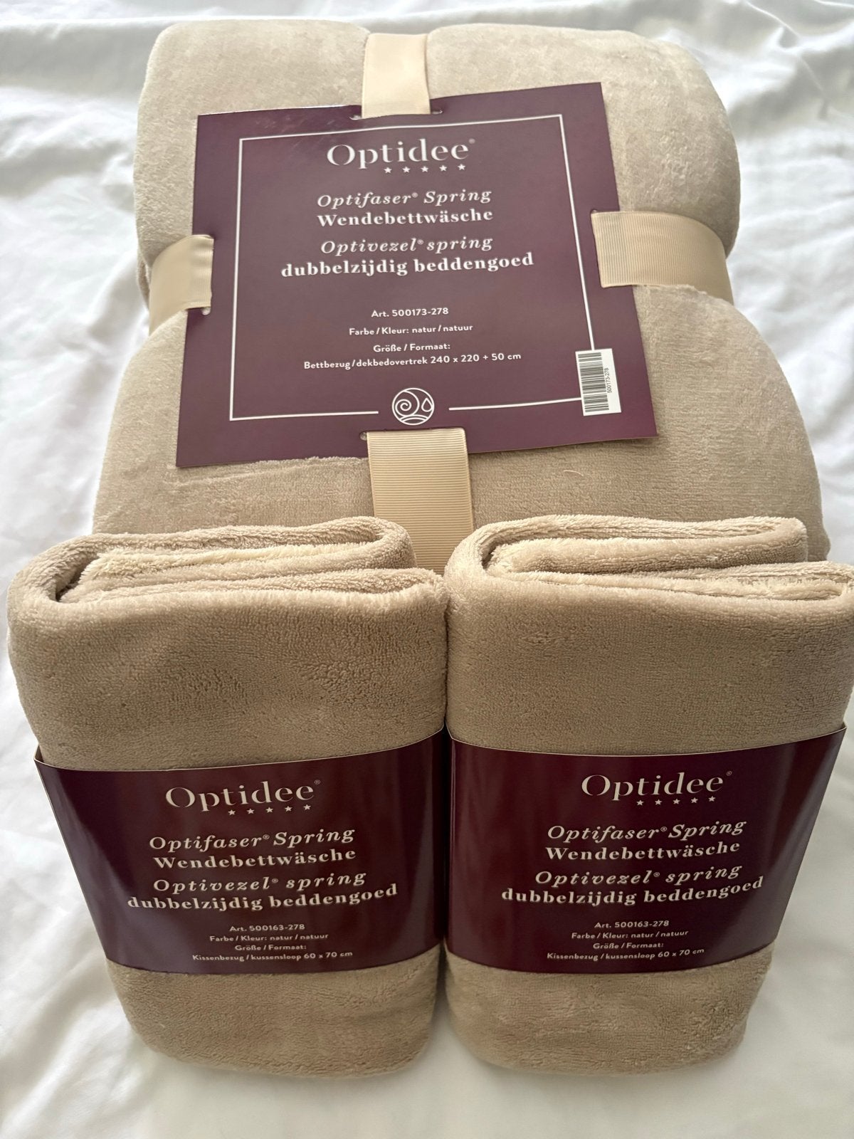 Optidee dekbedovertrek, Verzenden, Beige, Dekbedovertrek, Nieuw