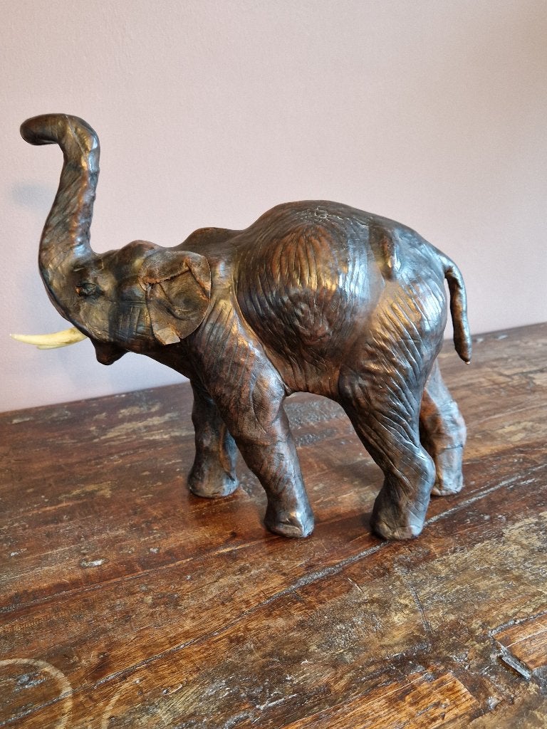 Bruine leren olifant, jaren ’70, Antiek en Kunst, Ophalen of Verzenden