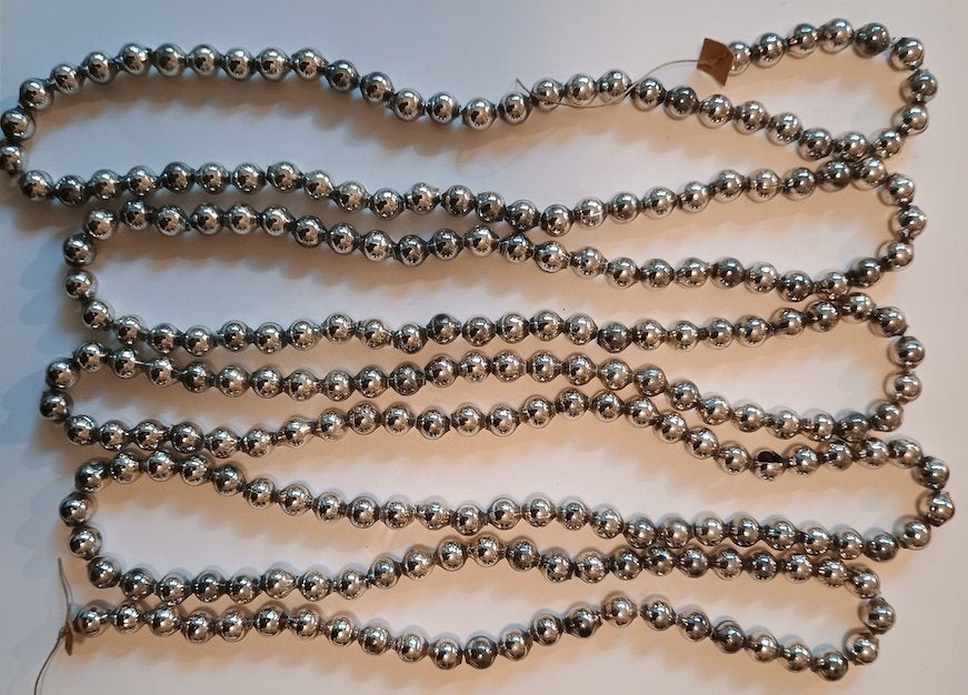 oude kerstslinger met zilveren glazen parels, 3 m, Ophalen of Verzenden