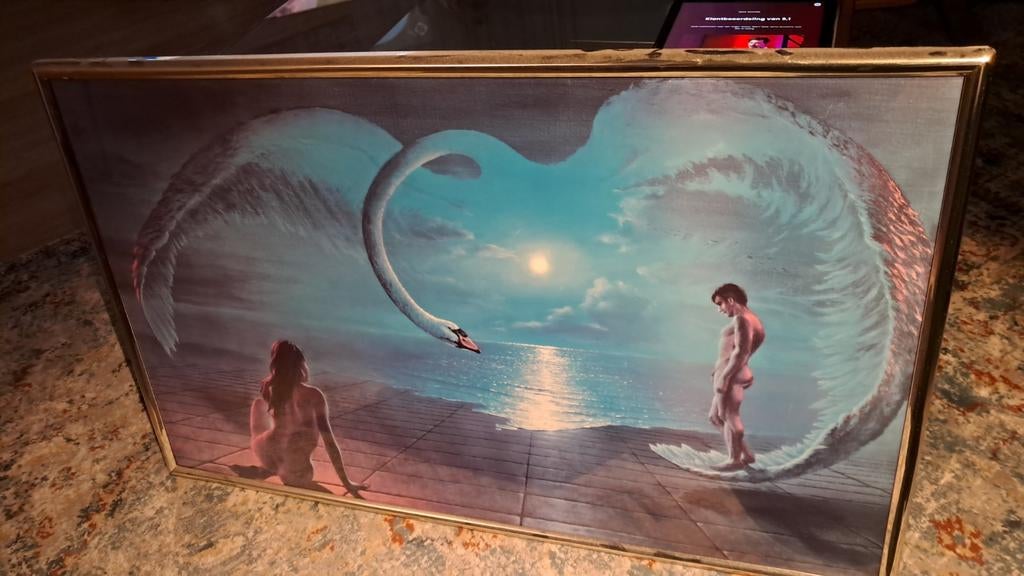 Wings of Love (vleugels vd liefde) 90x55 met goudkl.lijst, Ophalen