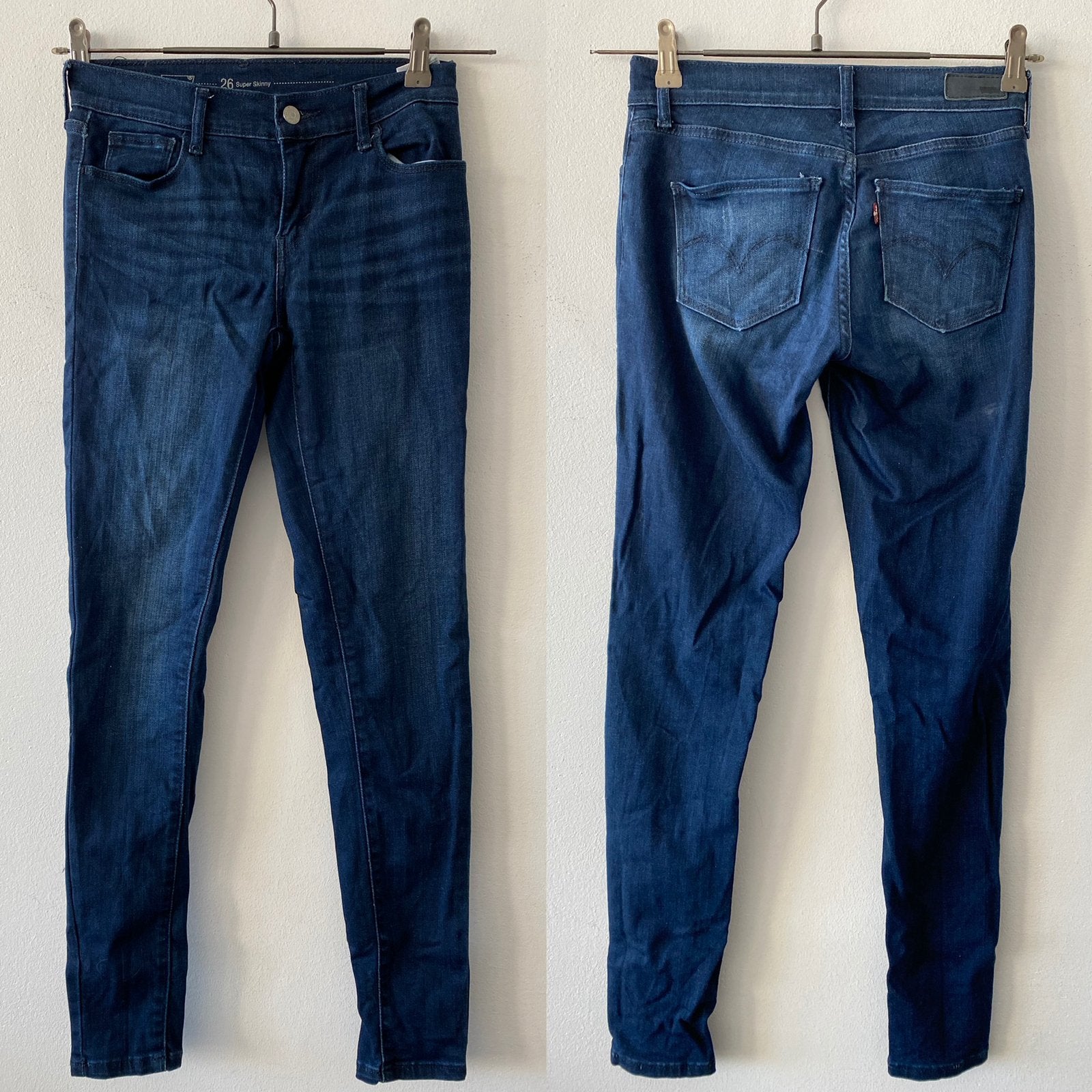 Levi's spijkerbroek super skinny blauw W26 L30 katoen jeans, Blauw, Ophalen of Verzenden, Zo goed als nieuw, W27 (confectie 34) of kleiner