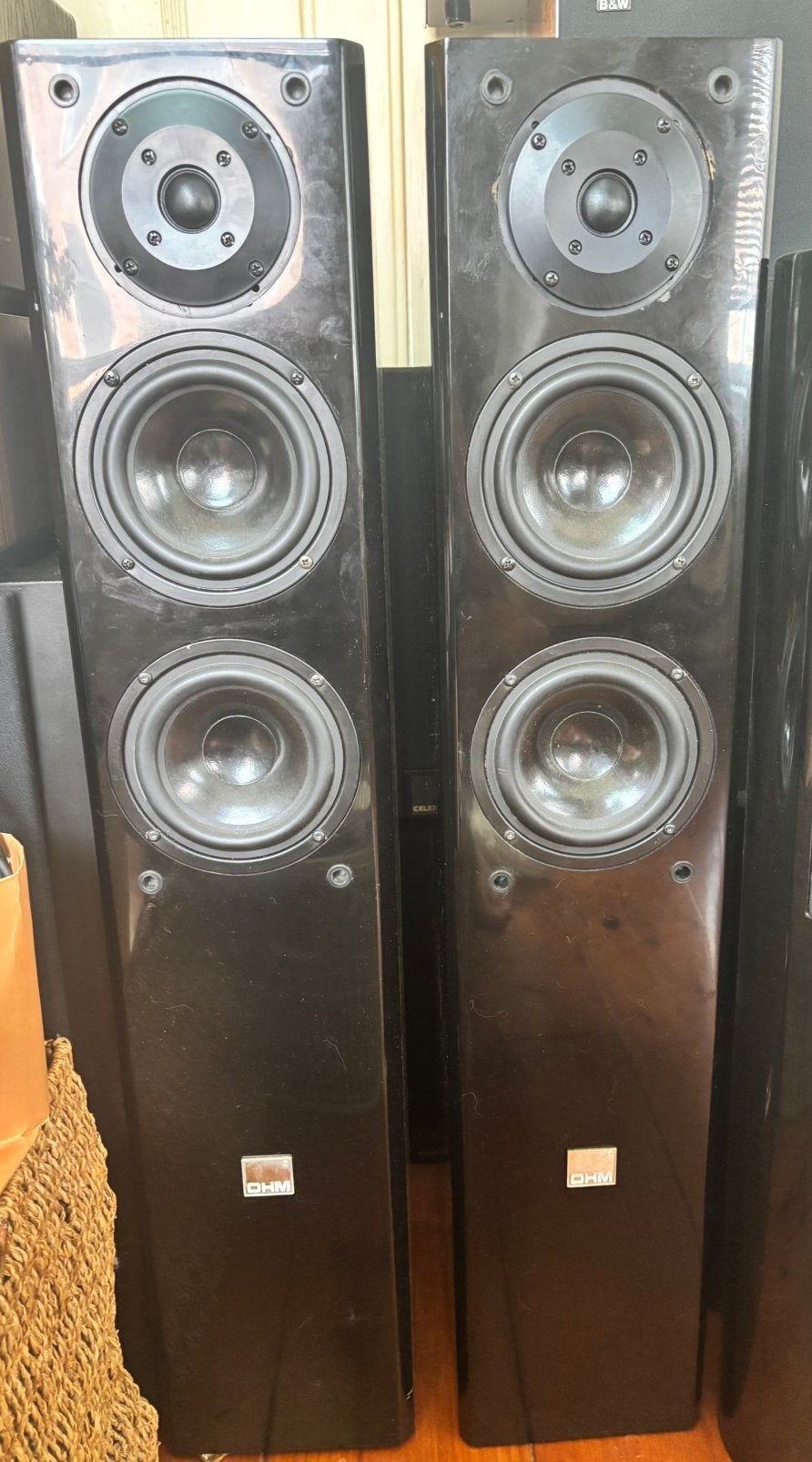 Slanke zuilen van Britse Merk OHM, Audio, Tv en Foto, Luidsprekers, Stereo speakers, Gebruikt, 60 tot 120 watt, Ophalen