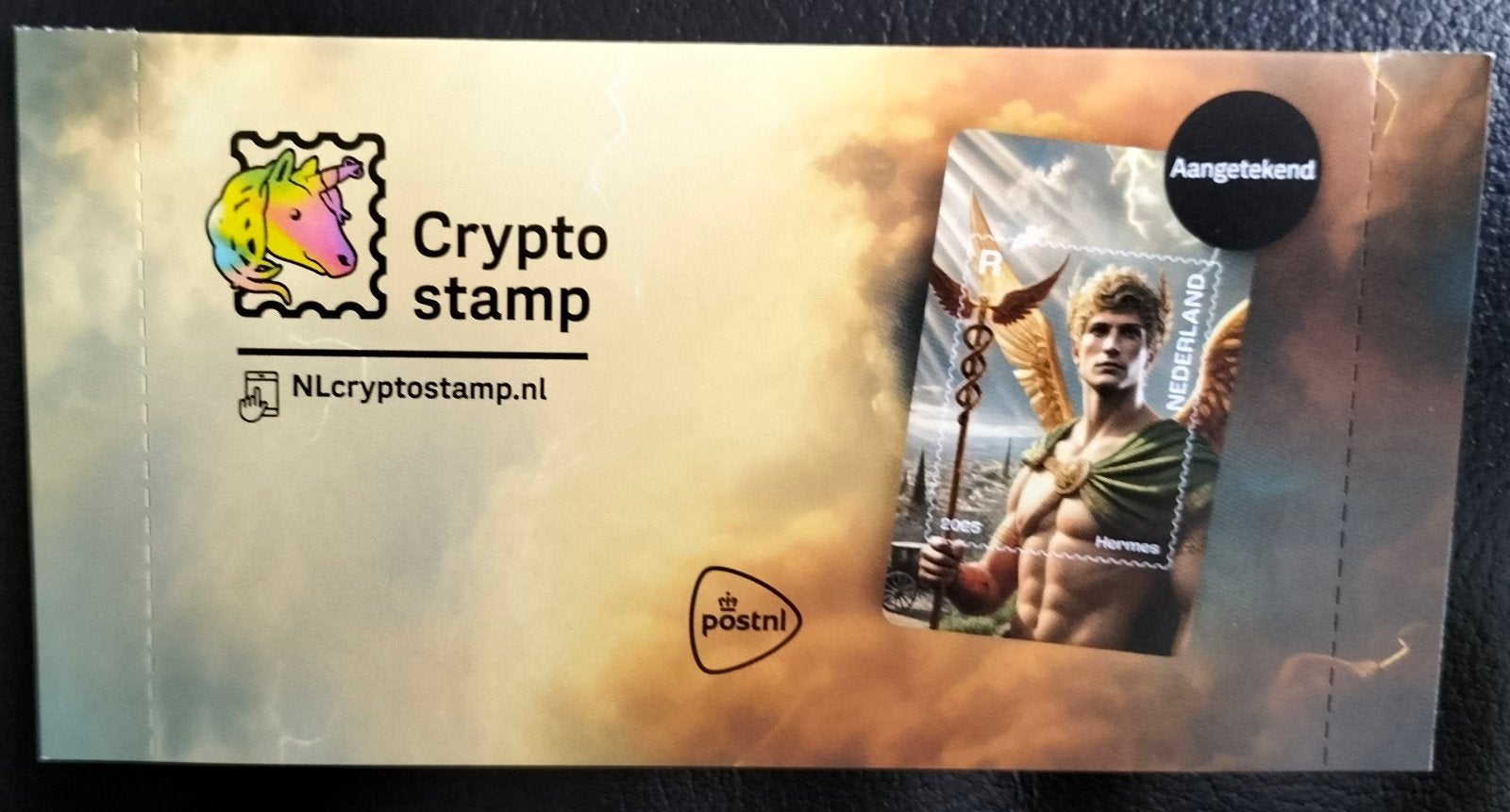 2025 Crypto Stamp Hermes nog in originele verpakking., Postzegels en Munten, Verzenden, Postfris