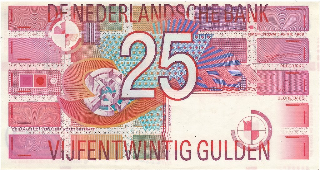 25 gulden 1989 Roodborstje UNC Drupsteen scherpe hoeken, Postzegels en Munten, Ophalen of Verzenden, 25 gulden, Los biljet