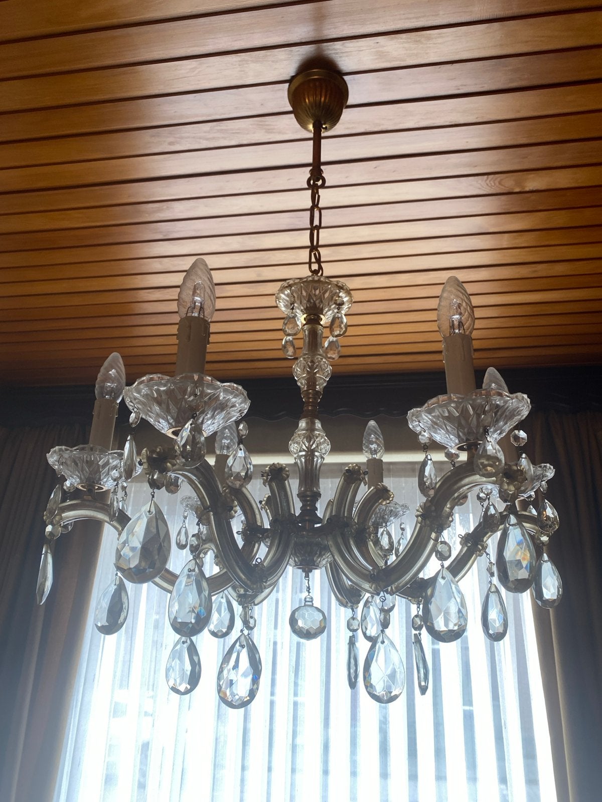 2x Mooie Kroonluchter, Huis en Inrichting, Lampen | Kroonluchters, Ophalen, Zo goed als nieuw, Glas, E14 (klein)