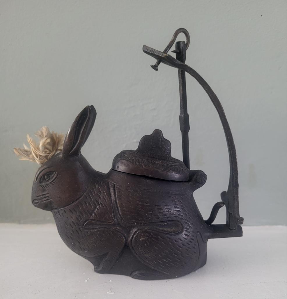 Te koop antieke bronsen olielampje, Antiek en Kunst, Ophalen of Verzenden