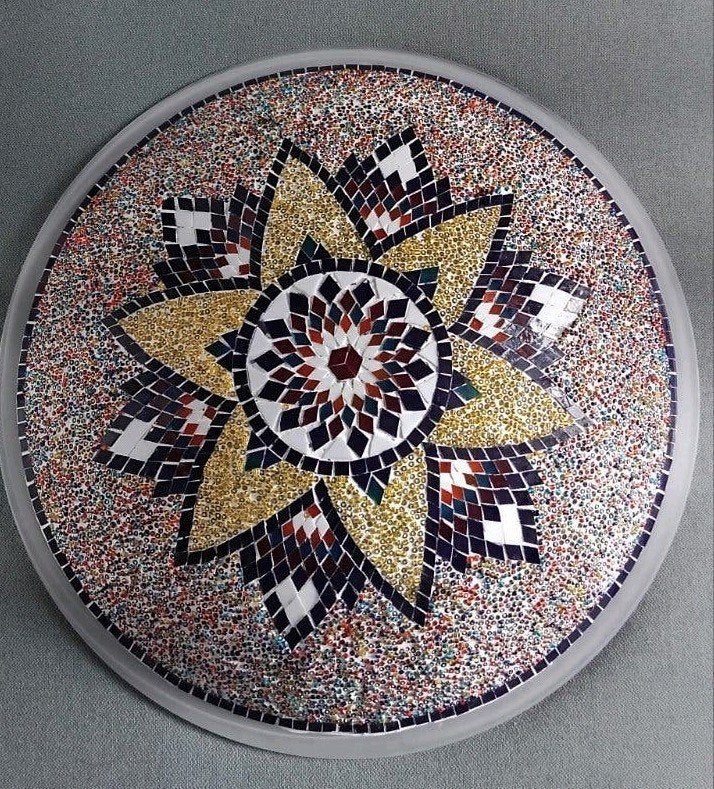 Plafondlamp met mozaïek patroon - 50 cm diameter, Gebruikt, Meerkleurig, Glas, Overige merken