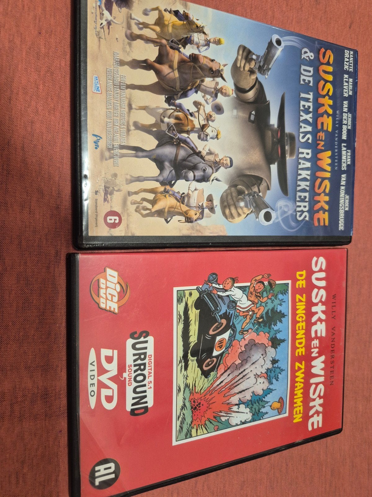 Suske en Wiske DVD's: De Texas Rakkers & De Zingende Zwammen, Gebruikt, Alle leeftijden, Inclusief doosje, Ophalen of Verzenden
