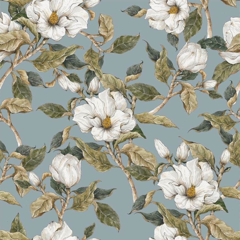 Kinderbehang Behang Bloemen Magnolia Blauw Dekornik, Polskiego Czerwonego Krzyża 21/22, 41-260 Sławków, Nieuw, DEKORNIK LIMITED LIABILITY COMPANY