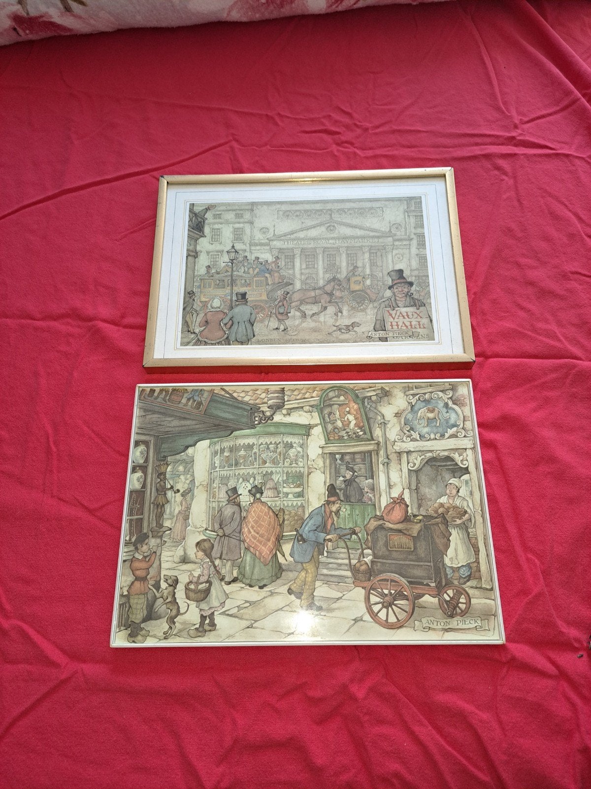2 Anton Pieck reproducties in lijst, Realistisch, Ophalen of Verzenden, Print, Ingelijst