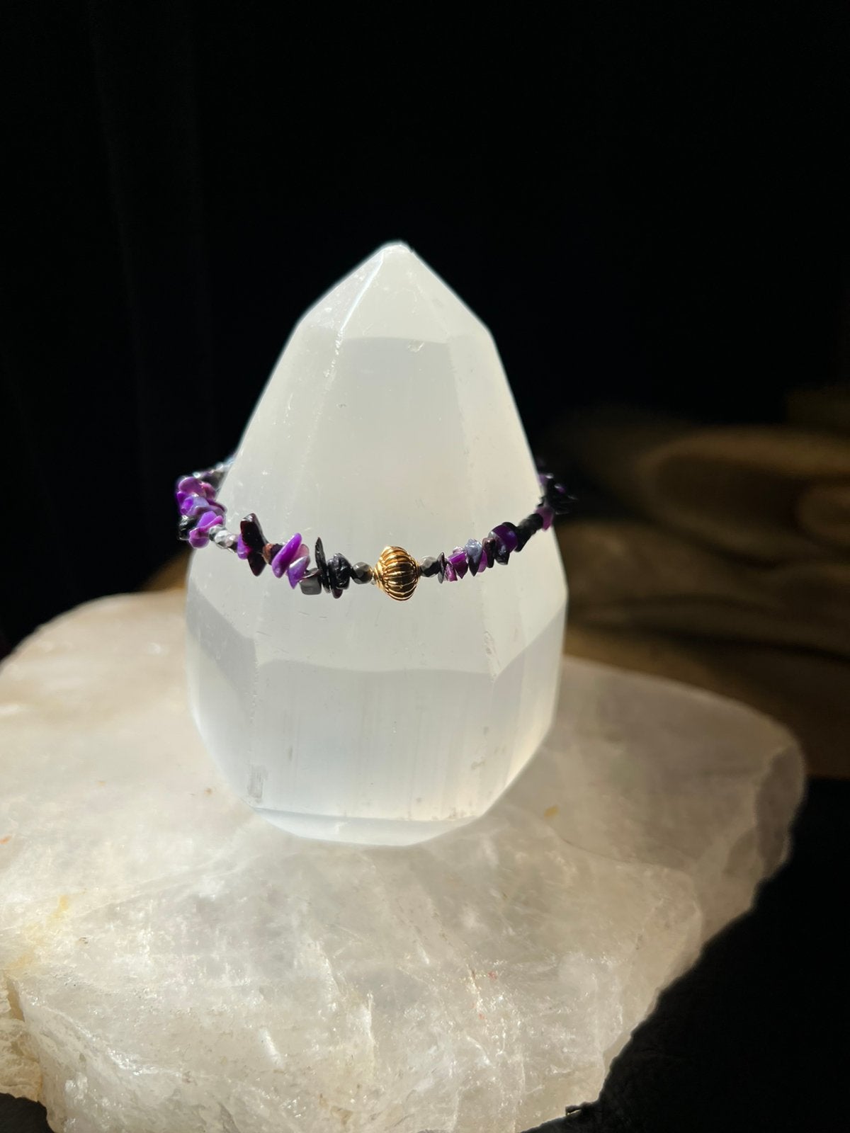 Sugiliet beschermt geluk hoge trilling healing uniek TIP, Overige materialen, Met bedels of kralen, Paars, Magnolia11