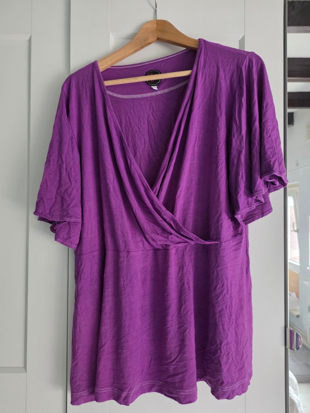 Tante Betsy XXL paarse top met overslag en korte mouwen, Kleding | Dames, Tante Betsy, Paars, Maat 46/48 (XL) of groter, Ophalen of Verzenden