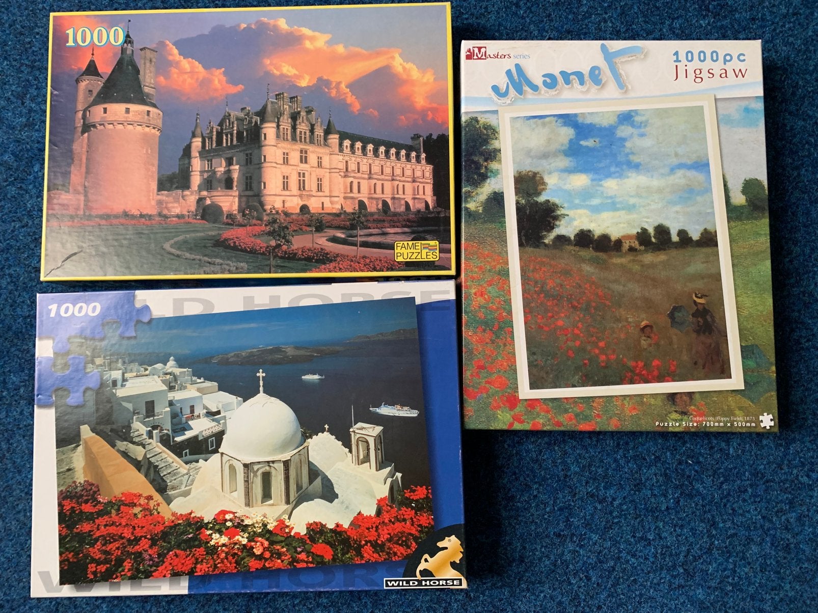 Gratis afhalen in Tiel: 3 puzzels van 1000 stukjes, Ophalen, 500 t/m 1500 stukjes, Gebruikt, Legpuzzel