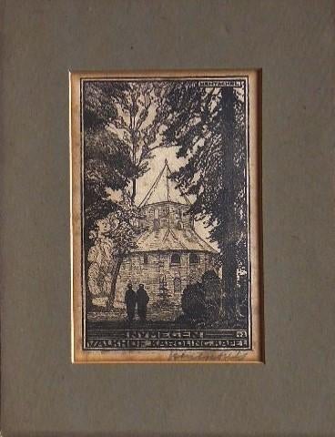 Karl Hentschel "Nijmegen Valkhof Karoling. Kapel"1942 gesign, Ophalen, Minder dan 50 cm, Gebruikt, Oorspronkelijke maker