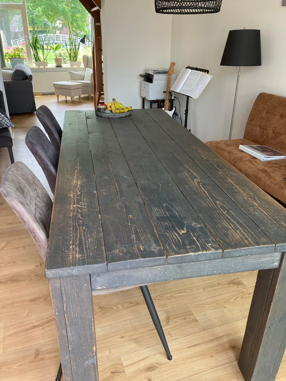 Grote Steigerhouten Eettafel 220x90 cm - 10 Personen, Huis en Inrichting, Tafels | Eettafels, Ophalen, Gebruikt, 200 cm of meer