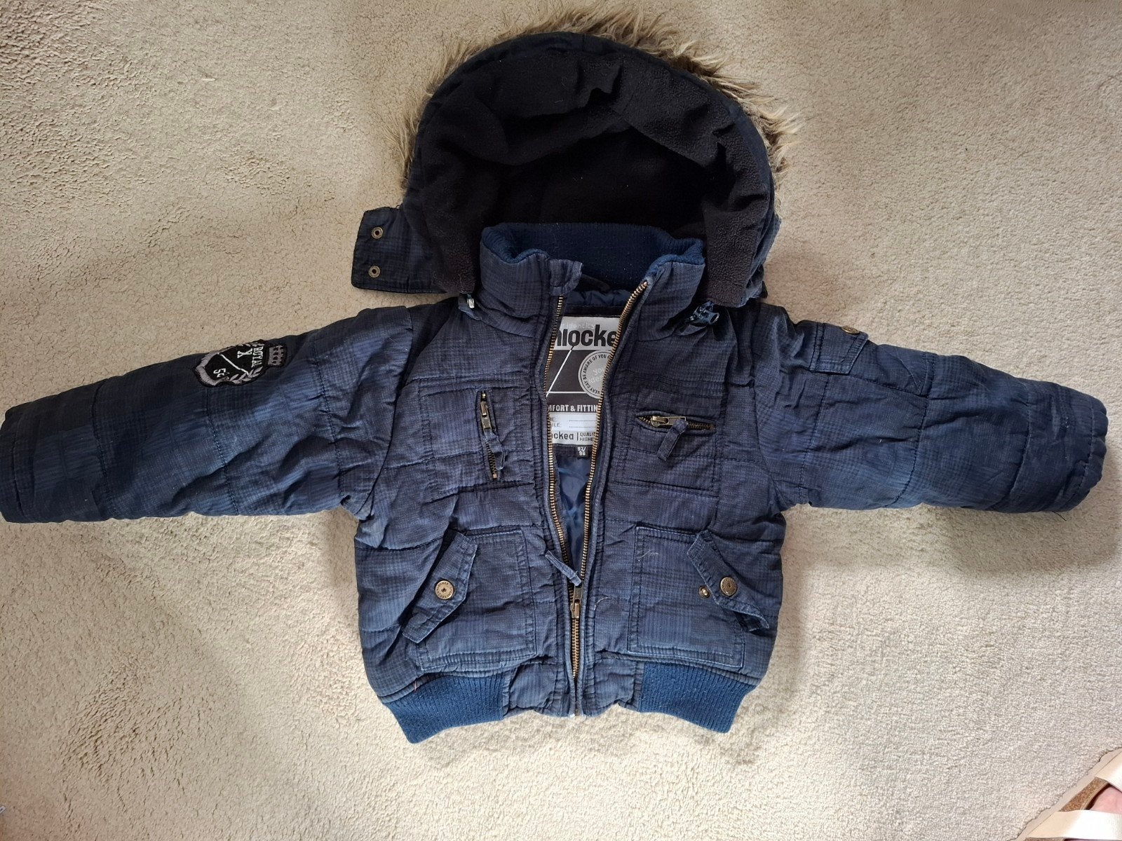 donkerblauwe winterjas Unlocked, Ophalen, Gebruikt, Jongen, Jas