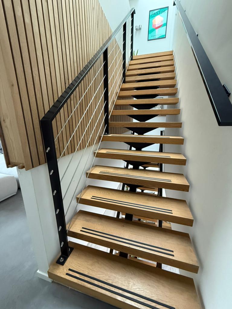 Trapleuning staal / RVS-staalkabels, Doe-het-zelf en Verbouw, Ophalen, 250 mm of meer, Zo goed als nieuw, Rvs